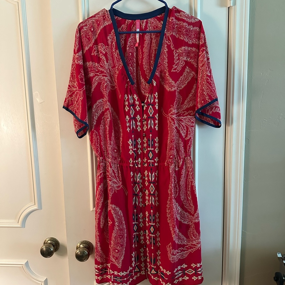 Plenty by Tracy Reese Red and Blue Patterned Dress